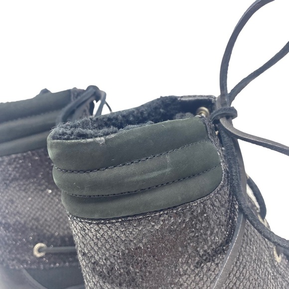 Sperry Top Sider Sz 6M Women's Black Lace Up Glitter Hikerfish Boots - Picture 4 of 15
